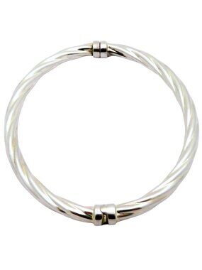 Vintage Sterling Silver 925 Thailand Twisted Cable Hinged Bangle Bracelet 10.2g
